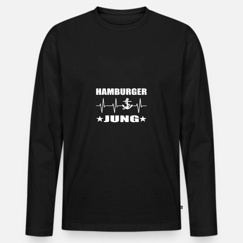 Hamburg - Männer Premium Bio Langarmshirt - Schwarz