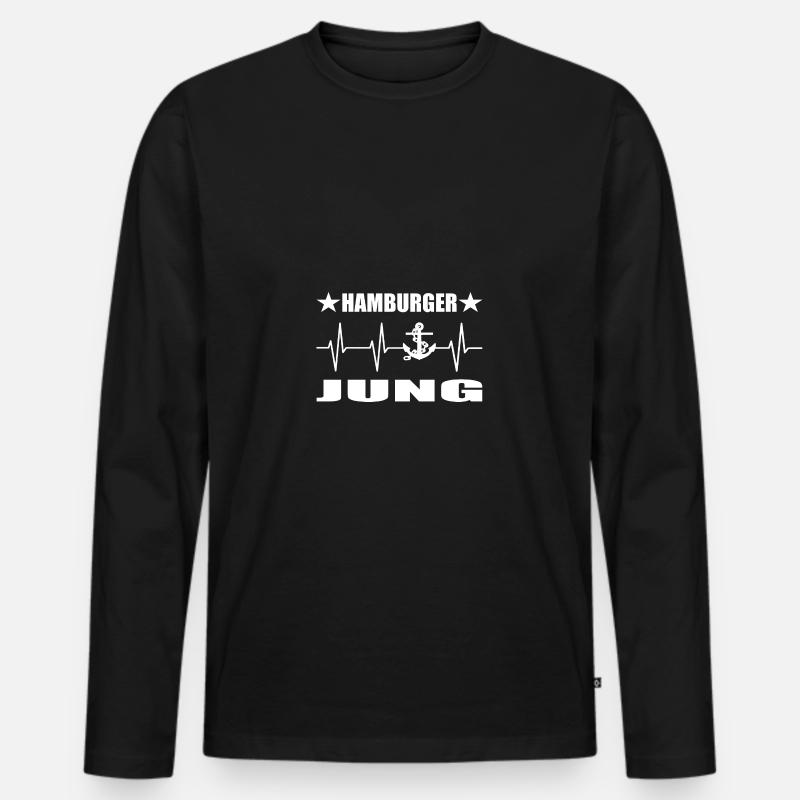 Hamburg - Männer Premium Bio Langarmshirt - Schwarz