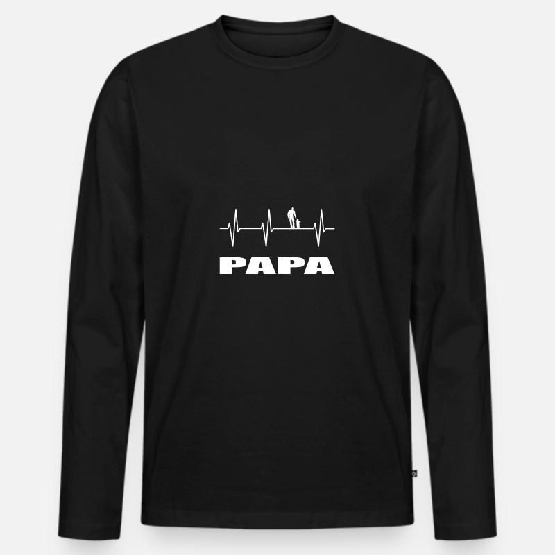 Papa - Männer Premium Bio Langarmshirt - Schwarz