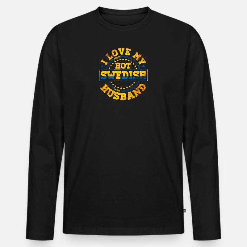Schweden Ehemann Schwedisch - Männer Premium Bio Langarmshirt - Schwarz
