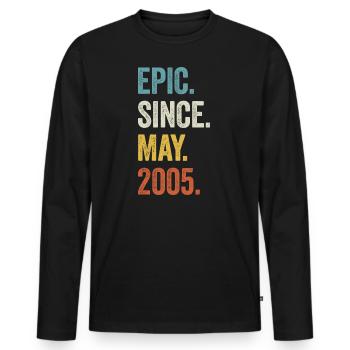 18 Years Old Epic Since May 2005 18th Birthday - Men's Premium Organic Long Sleeve Shirt - black - Front - Nico (187cm)