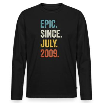 14e anniversaire 14 ans épiques depuis juillet 2009 - T-shirt manches longues Premium bio Homme - noir - Devant - Nico (187cm)