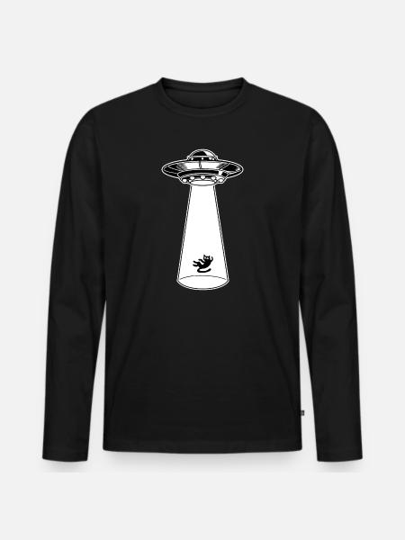 Alien UFO official cat high - Men's Premium Organic Long Sleeve Shirt - black