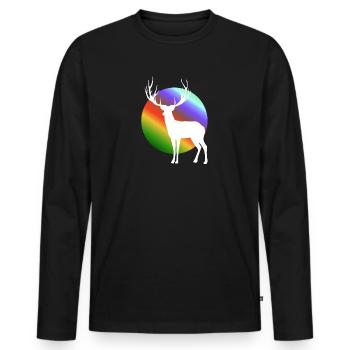 Weißer Hirsch - Männer Premium Bio Langarmshirt - Schwarz - Vorne - Nico (187cm)
