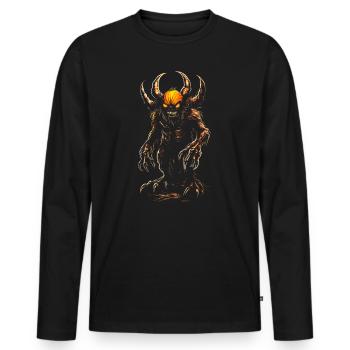 Monster Halloween Kürbis gruselig Gruselmonster - Männer Premium Bio Langarmshirt - Schwarz - Vorne - Nico (187cm)