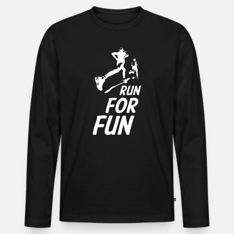 Run For Fun - Männer Premium Bio Langarmshirt - Schwarz