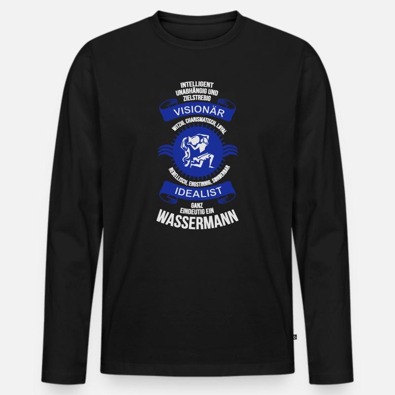 Sternzeichen Wassermann - Männer Premium Bio Langarmshirt - Schwarz