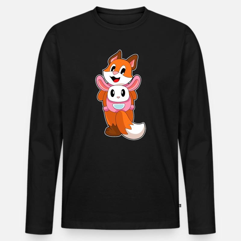 Fuchs Hase Tasche - Männer Premium Bio Langarmshirt - Schwarz