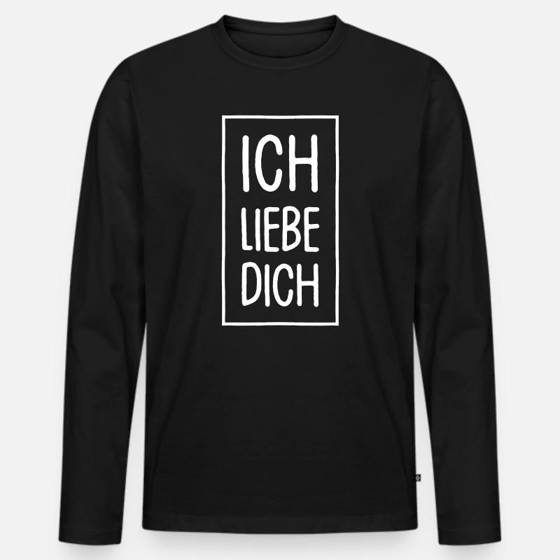 Ich liebe dich - Männer Premium Bio Langarmshirt - Schwarz