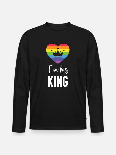 Pride Month LGBT - Ich bin sein König - Männer Premium Bio Langarmshirt - Schwarz