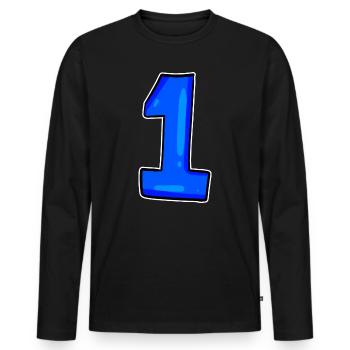 1 bleu - T-shirt manches longues Premium bio Homme - noir - Devant - Nico (187cm)