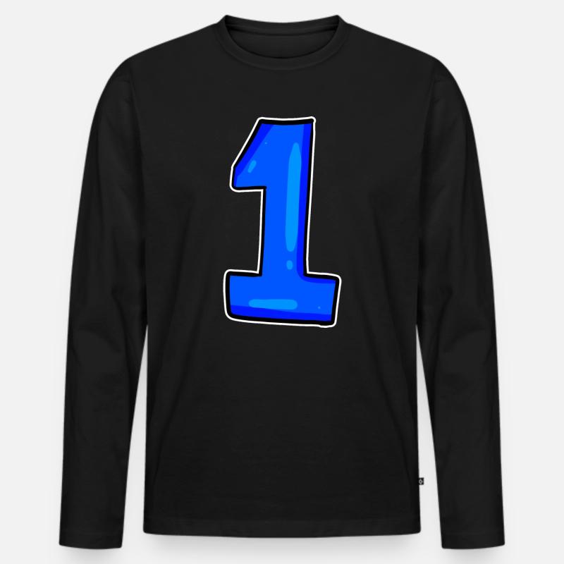 1 blau - Männer Premium Bio Langarmshirt - Schwarz