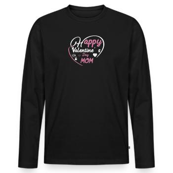 Conception florale de coeur de la Saint-Valentin pour les mères - T-shirt manches longues Premium bio Homme - noir - Devant - Nico (187cm)