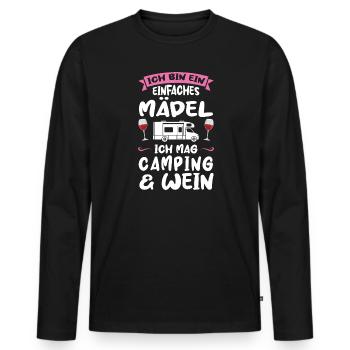 Campen Wein Camper Geschenk - Männer Premium Bio Langarmshirt - Schwarz - Vorne - Nico (187cm)
