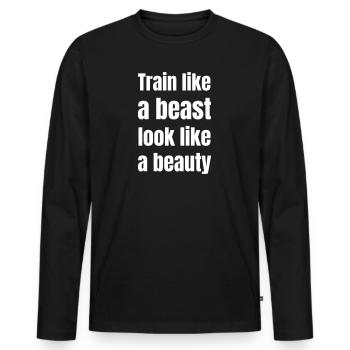 Train like a beast look like a beauty - Men's Premium Organic Long Sleeve Shirt - black - Front - Nico (187cm)