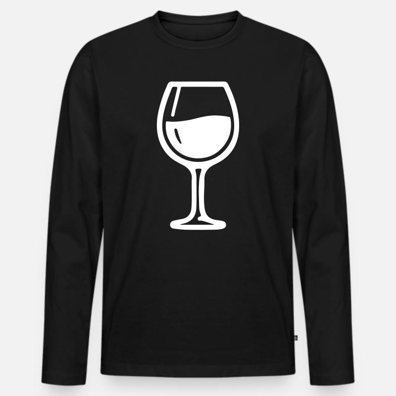 Weinglas Symbol Wein - Männer Premium Bio Langarmshirt - Schwarz