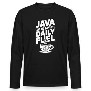 Java est mon carburant quotidien - T-shirt manches longues Premium bio Homme - noir - Devant - Nico (187cm)