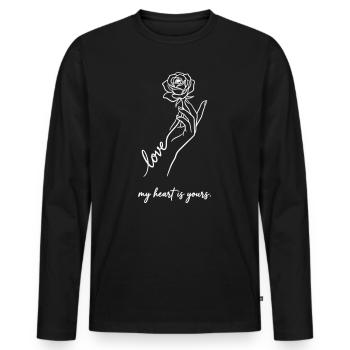 Valentine Rose - My Heart Is Yours White - Men's Premium Organic Long Sleeve Shirt - black - Front - Nico (187cm)