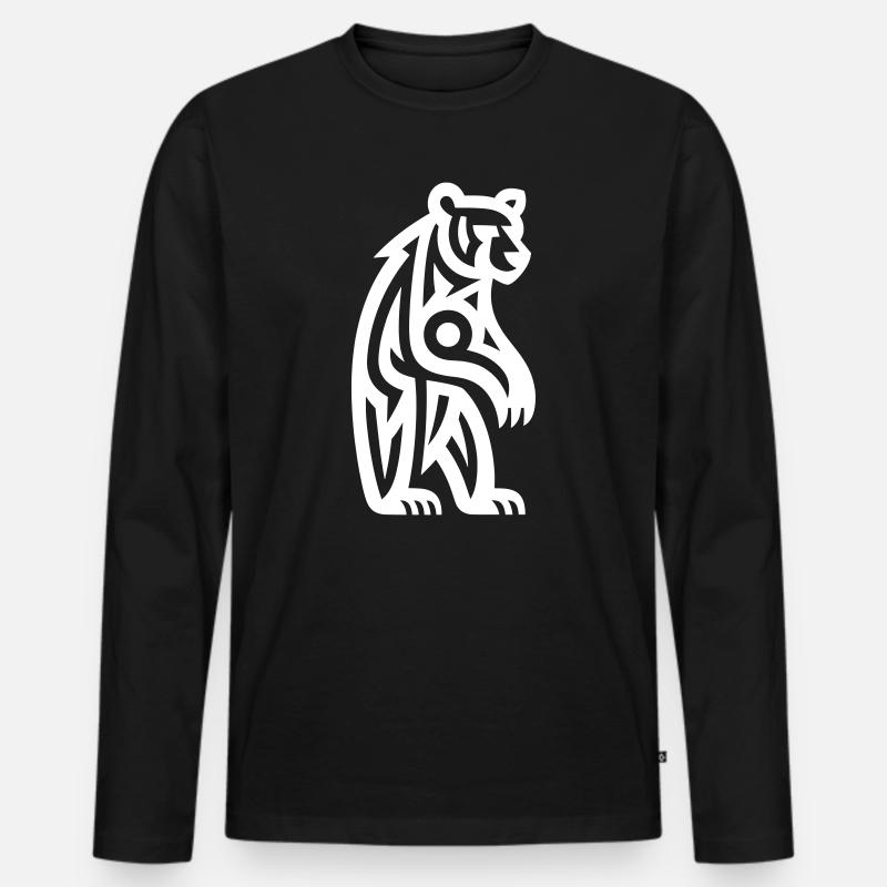 Just a White Bear #3 / JustN-imal - Männer Premium Bio Langarmshirt - Schwarz