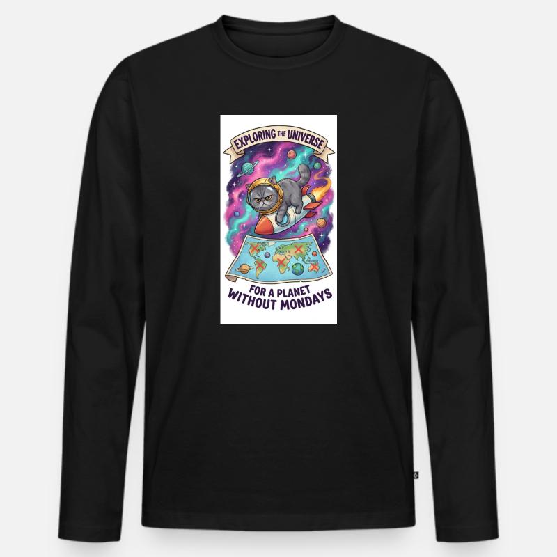 Katzensprung durchs Universum - Männer Premium Bio Langarmshirt - Schwarz