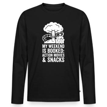 Kino-Wochenende: Actionfilme & Snacks - Männer Premium Bio Langarmshirt - Schwarz - Vorne - Nico (187cm)