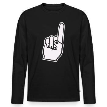 Fan Hand Index Finger Icon - Men's Premium Organic Long Sleeve Shirt - black - Front - Nico (187cm)