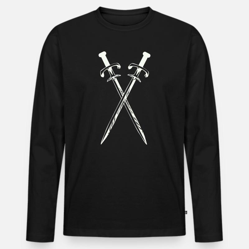 Deux épées en croix - T-shirt manches longues Premium bio Homme - noir