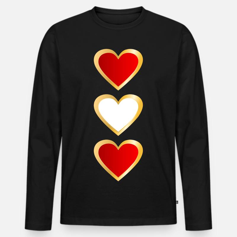 Österreich Länderfahne Herz - Männer Premium Bio Langarmshirt - Schwarz