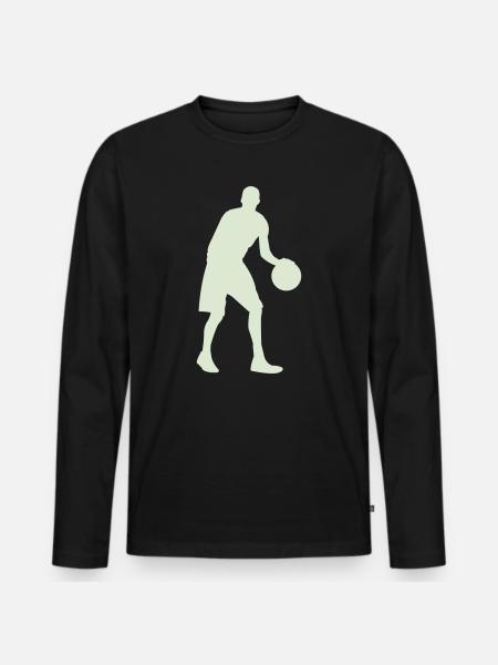 Silhouette de basket vert pastel - T-shirt manches longues Premium bio Homme - noir