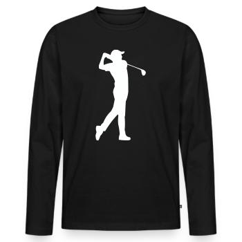 Silhouette du golfeur en swing - T-shirt manches longues Premium bio Homme - noir - Devant - Nico (187cm)