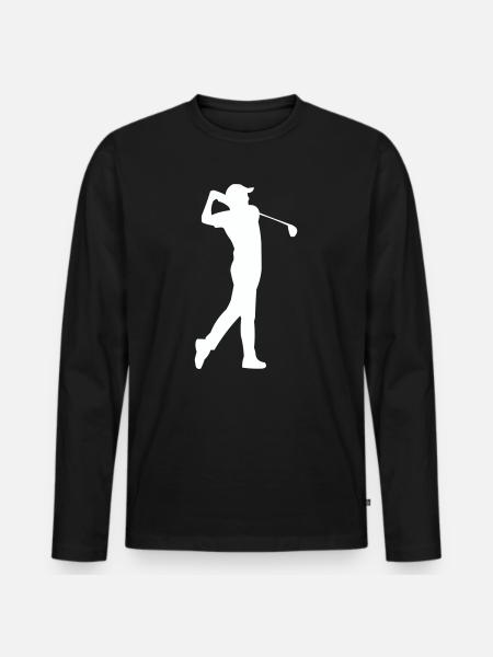 Golfer silhouette in swing - Men's Premium Organic Long Sleeve Shirt - black
