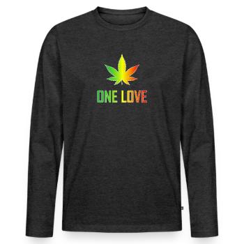 Un amour - T-shirt manches longues Premium bio Homme - anthracite chiné - Devant - Nico (187cm)