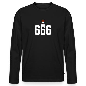 666 - Men's Premium Organic Long Sleeve Shirt - black - Front - Nico (187cm)