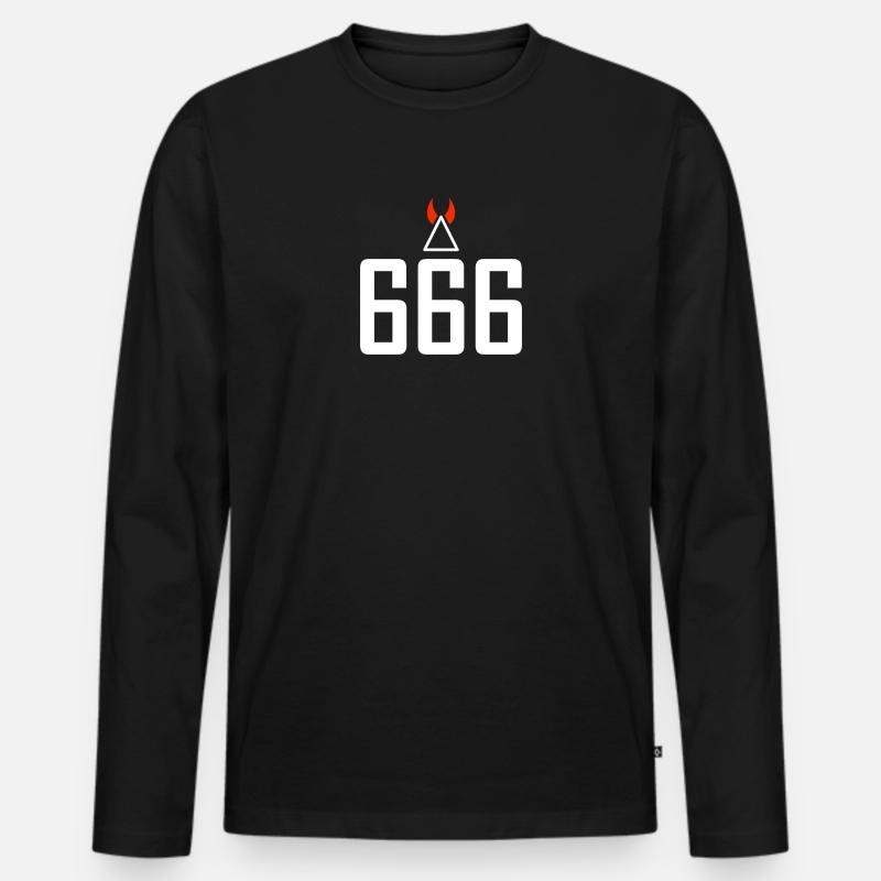 666 - Männer Premium Bio Langarmshirt - Schwarz