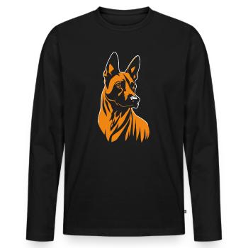 Belgian Malinois Portrait Belgian Shepherd Dog - Men's Premium Organic Long Sleeve Shirt - black - Front - Nico (187cm)