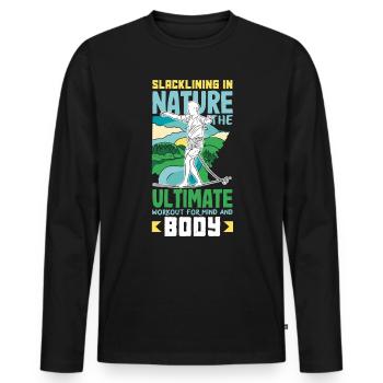 Slacklining in nature the ultimate workout for - Men's Premium Organic Long Sleeve Shirt - black - Front - Nico (187cm)
