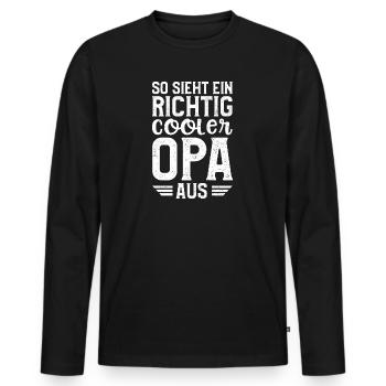 So Sieht Ein Richtig Cooler Opa Aus - Opa - Männer Premium Bio Langarmshirt - Schwarz - Vorne - Nico (187cm)