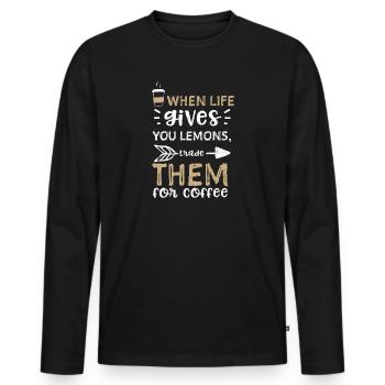 When life gives you lemons, trad... - Männer Premium Bio Langarmshirt - Schwarz - Vorne - Nico (187cm)