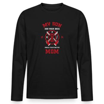 My Son Has Your Back Proud Firef... - Männer Premium Bio Langarmshirt - Schwarz - Vorne - Nico (187cm)