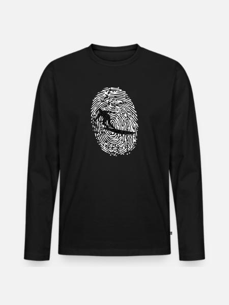 Fingerprint Surfer / Surf / Gift - Men's Premium Organic Long Sleeve Shirt - black