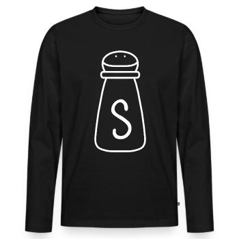 Salt Shaker Halloween Salt - Men's Premium Organic Long Sleeve Shirt - black - Front - Nico (187cm)