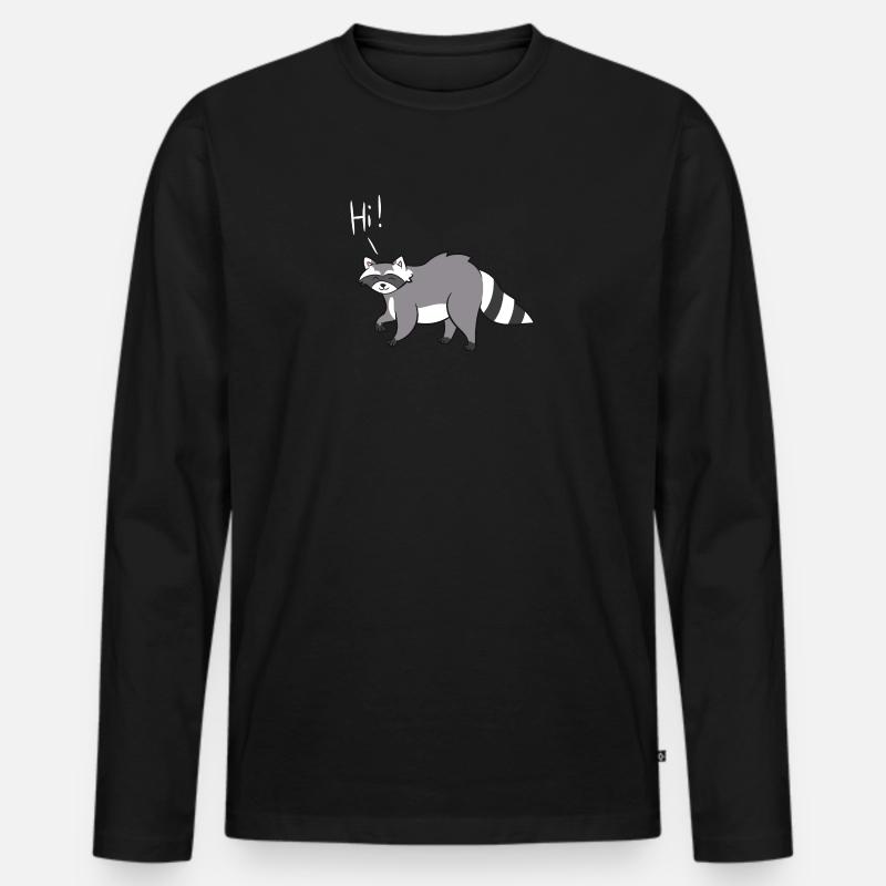 Waschbär - Hi - Männer Premium Bio Langarmshirt - Schwarz