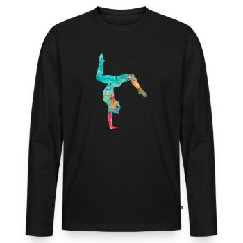 Turnen, Leichtathletik, Gymnastik PopArt - Männer Premium Bio Langarmshirt - Schwarz - Vorne - Nico (187cm)