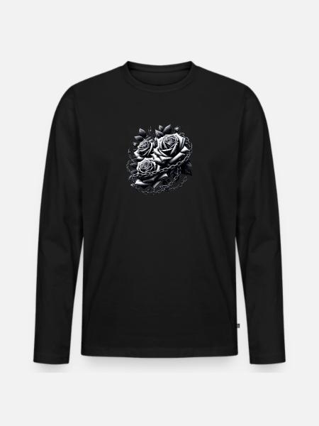 Gothic Roses Illustrations - Men's Premium Organic Long Sleeve Shirt - black