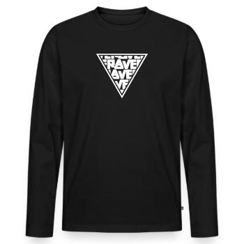 Rave MNML Minimal Logo Techno Events Symbol - Männer Premium Bio Langarmshirt - Schwarz - Vorne - Nico (187cm)