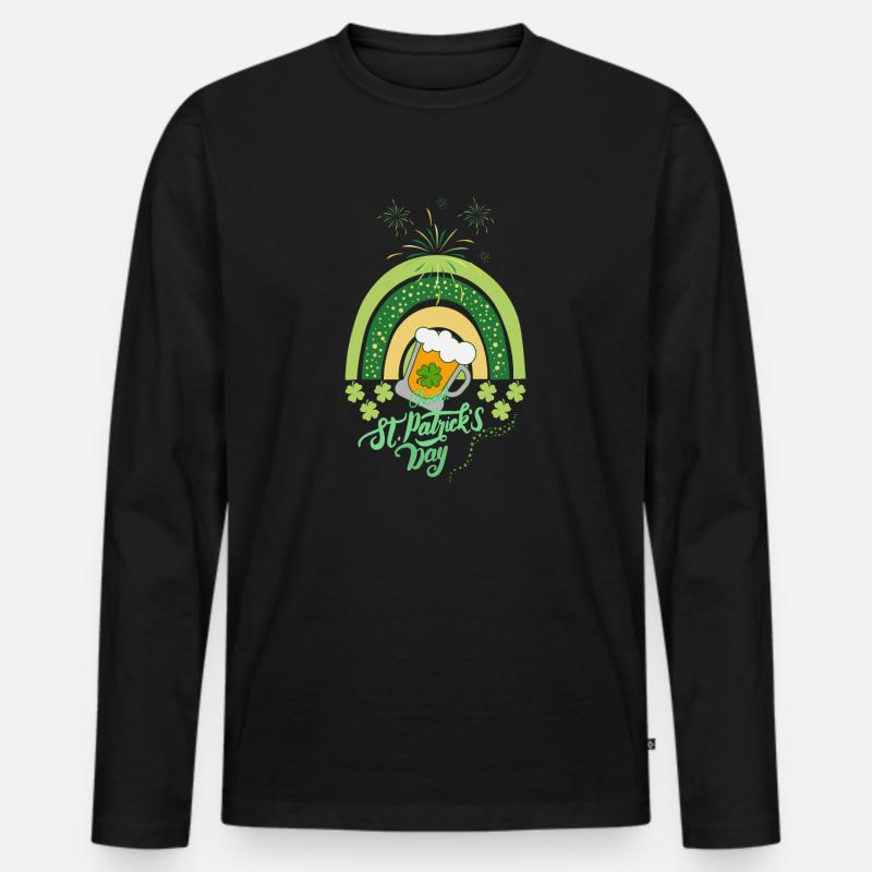 Cheers St. Patricks Day - Männer Premium Bio Langarmshirt - Schwarz