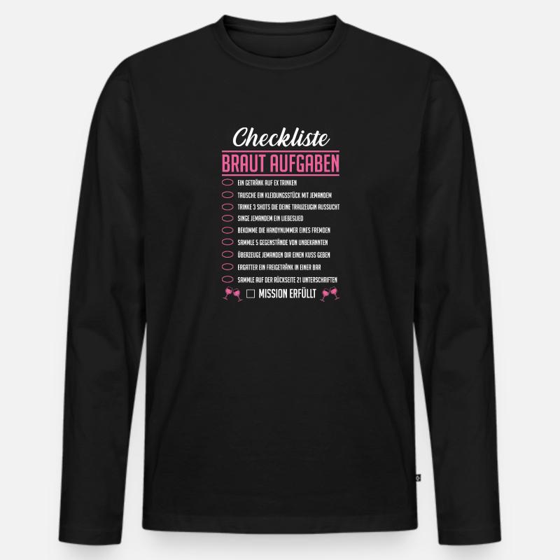 JGA Aufgaben Braut Geschenk Junggesellenabschied - Männer Premium Bio Langarmshirt - Schwarz