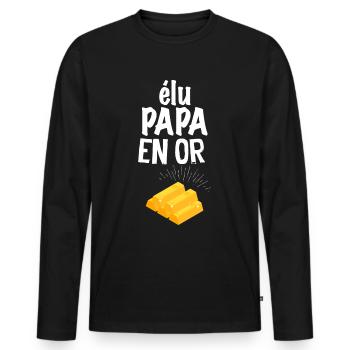 Cadeau homme réunionnais cool - T-shirt manches longues Premium bio Homme - noir - Devant - Nico (187cm)