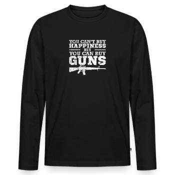 Glück kannst man nicht kaufen Schusswaffen schon - Männer Premium Bio Langarmshirt - Schwarz - Vorne - Nico (187cm)