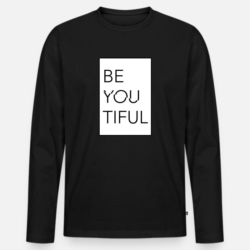 BE YOUTIFUL - Männer Premium Bio Langarmshirt - Schwarz